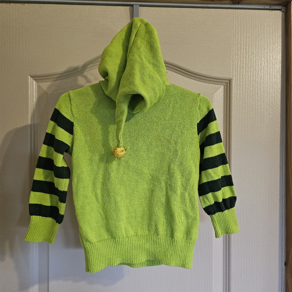 The Grinch Adorable 18mo Baby Hooded Green Sweater Grinch Face Stripes